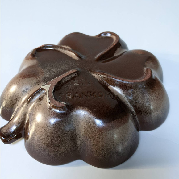 Vintage Frankoma Pottery Dish Plainsman Brown Satin Four Leaf Clover Shamrock - Picture 7 of 10